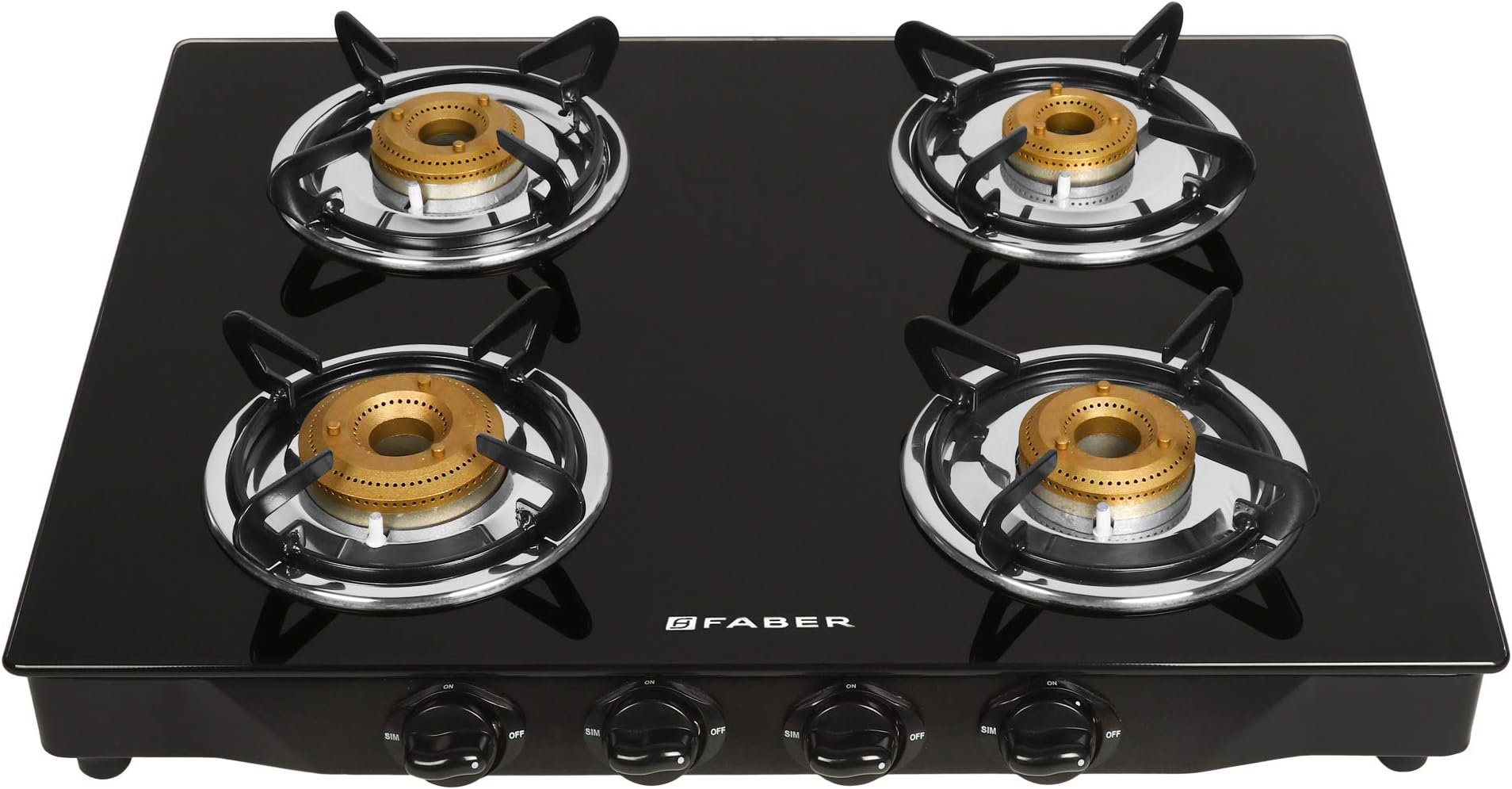 Faber Gas Stove 4 Burner Glass Cooktop (Jumbo 4BB BK)Auto Ignition