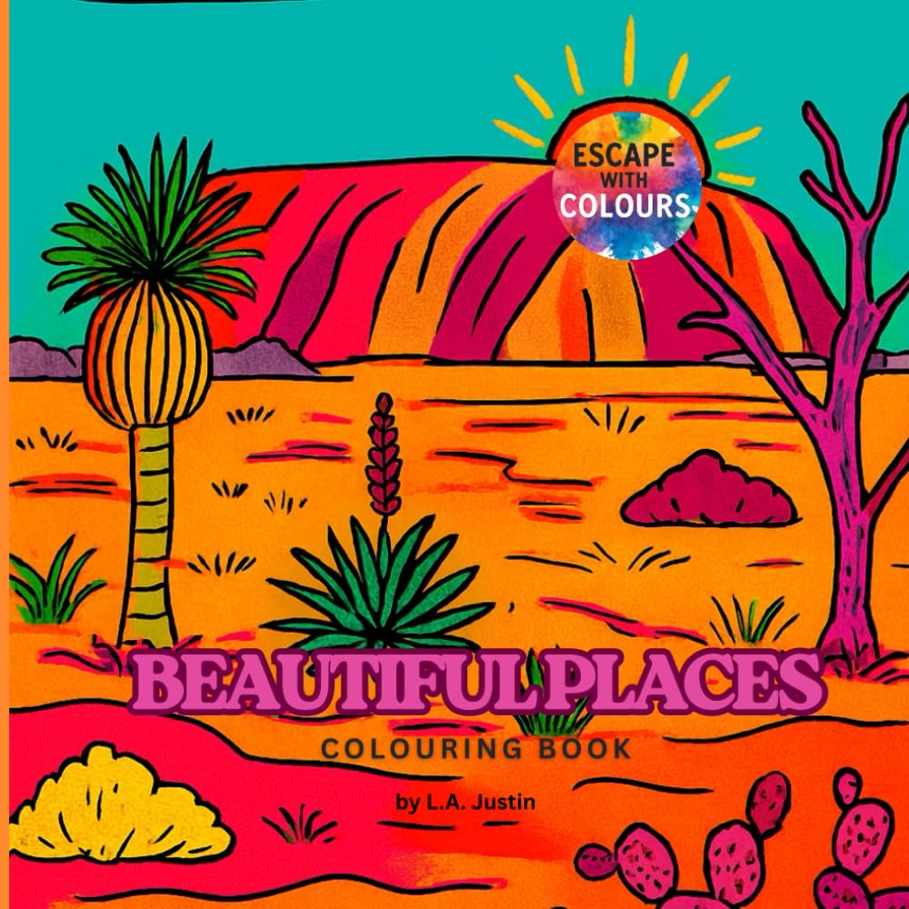 BEAUTIFUL PLACES - Colouring Book: Escape with Colours exploring beautiful places. | 50 stress relief designs to paint your emotions. | For adults and teens. | 8.5x8.5 inches