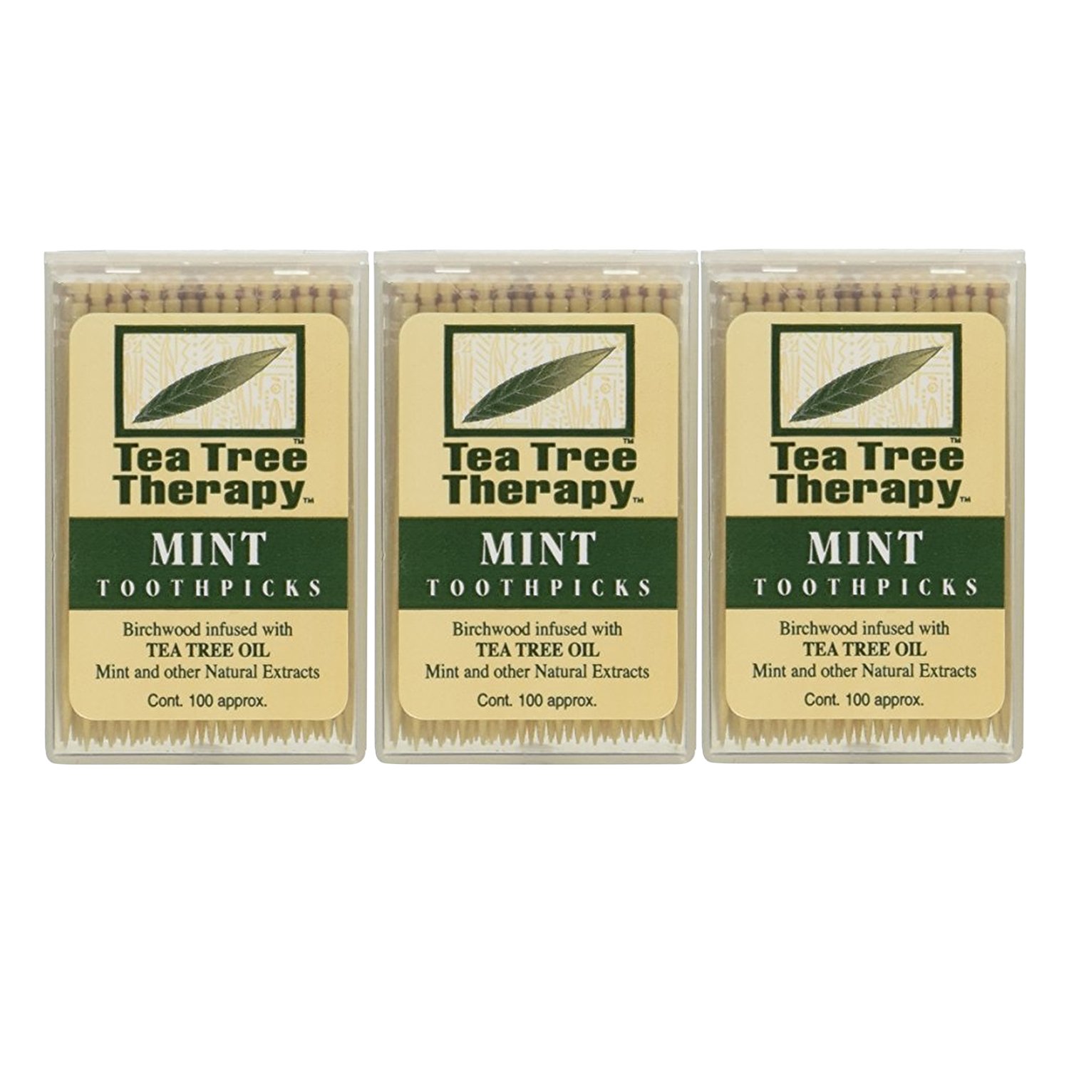 Tea Tree Therapy Mint Toothpicks 100 Ct (Pack of 3) : Beauty & Personal Care