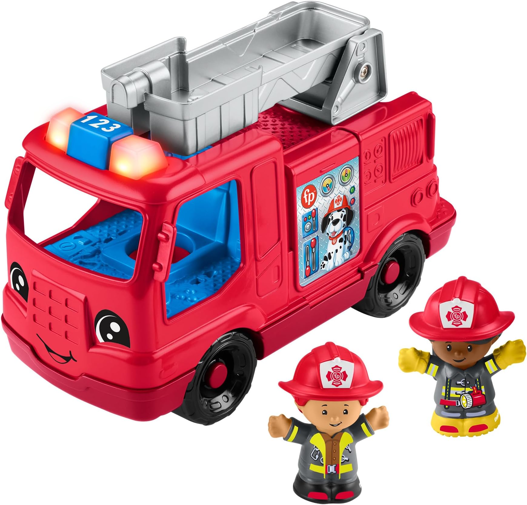 Fisher-Price Little People Toddler Toy Fire Truck Musical Push-Along Vehicle with 2 Figures for Pretend Play Ages 1+ Years, HXC12