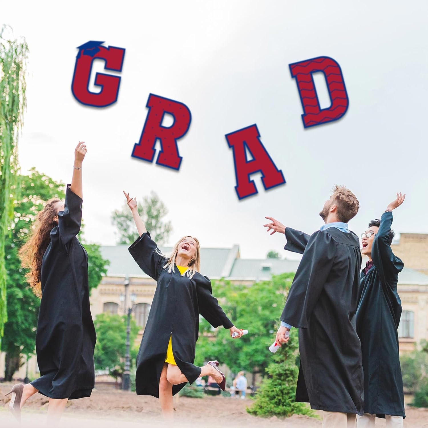 Tatuo 11 Pcs Graduation Yard Sign Decorations Congrats Graduation Lawn Signs 2026 Grad Yard Decor with 23 Stakes for Outdoor Grad Party(Red Blue,Simple Style)