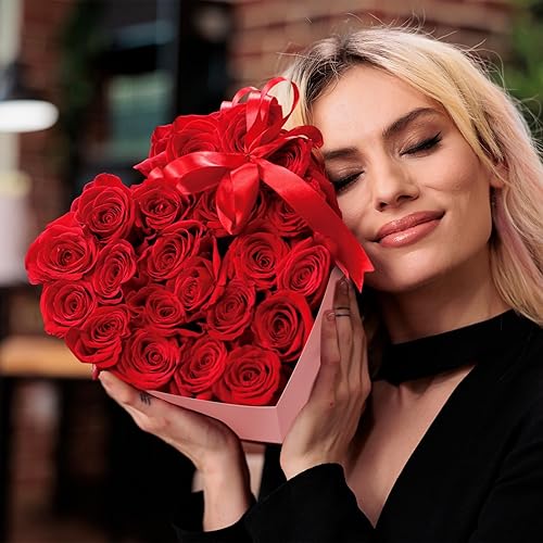 Miniatura 7 de Resurhang Caja de 4 piezas en forma de corazón para arreglos florales, caja de regalo de corazón con tapa para regalo, caja de regalo de dulces para