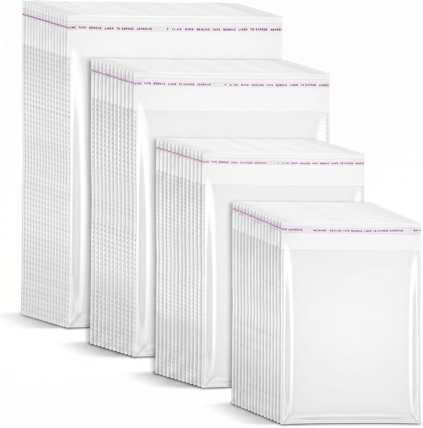 Clear Packing Bags 800pcs 4 Sizes Self-Seal for Business Shipping