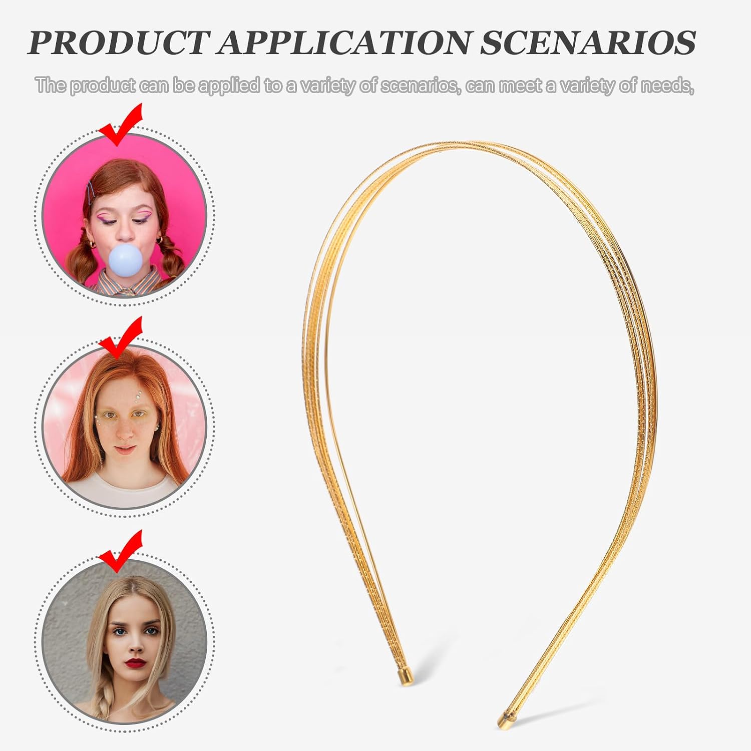 8pcs Thin Gold Layered Metal Headbands for Women, Multi-layer Hair Accessories Set, Lightweight Hair Styling Headpieces for Everyday and Outdoor Use image 3