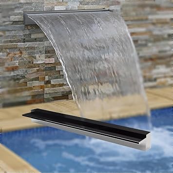 Waterfall Pool Fountain, 304 Stainless Steel Water Feature Spillway, Waterfall Blade with Accessories, for Swimming Pool, Garden Outdoor Pond, Spa80cm
