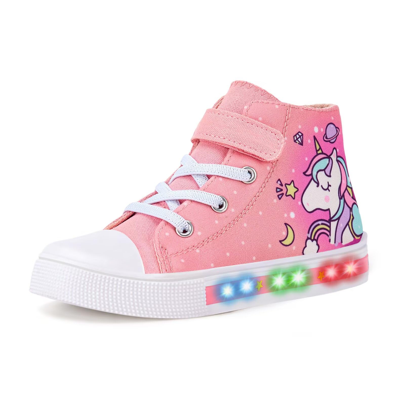 Boys Girls Trainers Kids High-Top Flashing Canvas Shoes Unisex Child Light Up Lightweight Casual Shoes