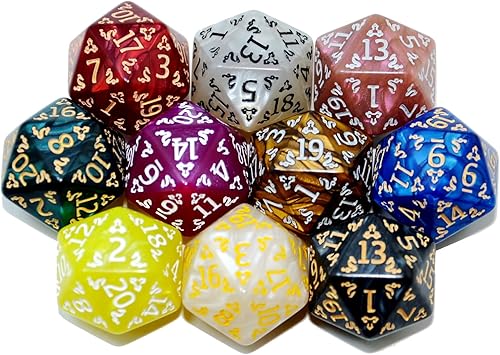 Vista 28 de SmartDealsPro Paquete de 10 dados poliédricos D20 de 20 caras para juego de mesa DND RPG MTG (mezcla de colores)