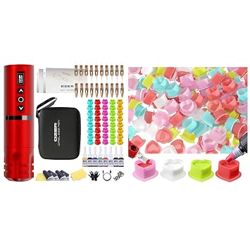Wireless Tattoo Pen Kit Tattoo Gun Kit Cartridge Tattoo Machine Kit Tattoo Kit Tattoo Pen Kit for Beginners Rotary Tattoo Pen Type Machine Kit Tattoo Ink are for Tattoo Practice use only