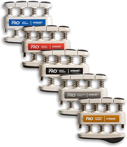 Miniatura 13 de Prohands PRO Ejercicio de Mano, Ejercitador de Dedos (Fortalecedor de Agarre de Mano), con Resorte, Sistema de Pistón de Dedos, Aislamiento y Gris -