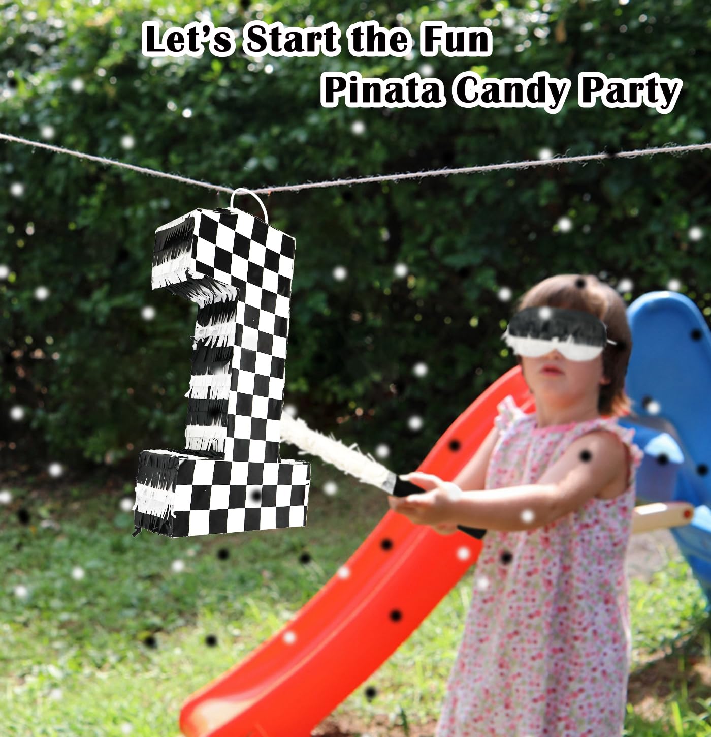Amazon.com: MUNILAIL Checkered Number 1 Pinata Black and White