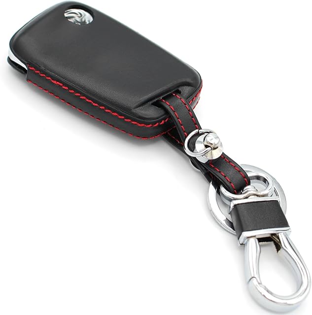 Skórzane etui na klucze VD (tylko Keyless Go) firmy Finest-Folia GmbH (czarno-czerwone)