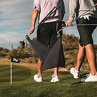 Vista 4 de STICKIT Toalla magnética, color negro, paquete de 2, toalla de golf de microfibra de primer nivel con bolsillos profundos de gofre, imán de fuerza