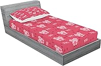 Vista 414 de Lunarable Grey Fitted Sheet & Pillow Sham Set, Pattern with Random Footprints Paw Traces Pet Legs Friendly Cats and Dogs, Decorative Printed 3 Piece