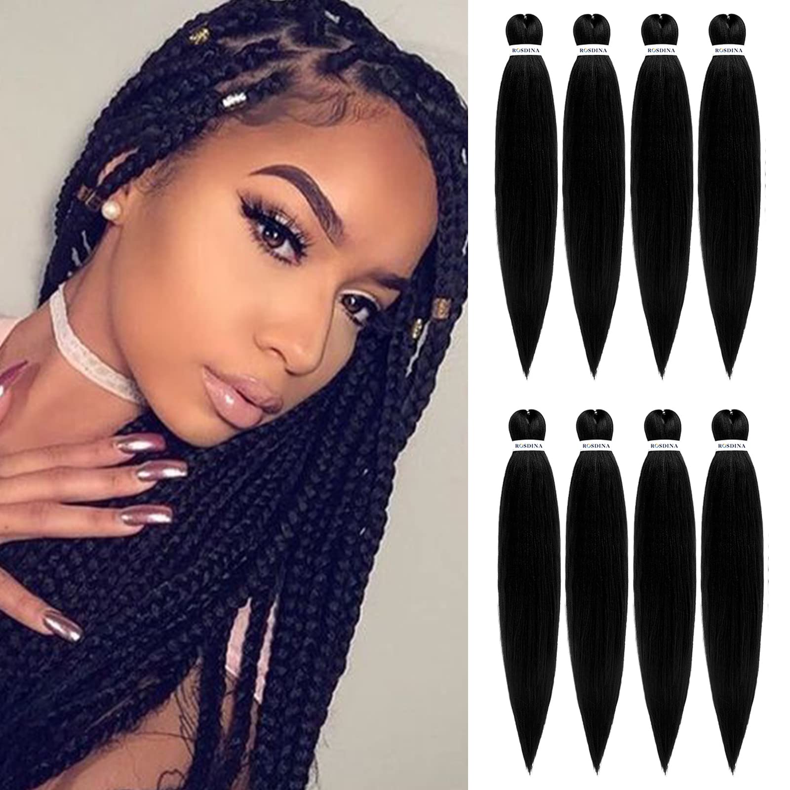 Amazon.com : ROSDINA Pre-stretched Braiding Hair - 26 Inch 8 Packs