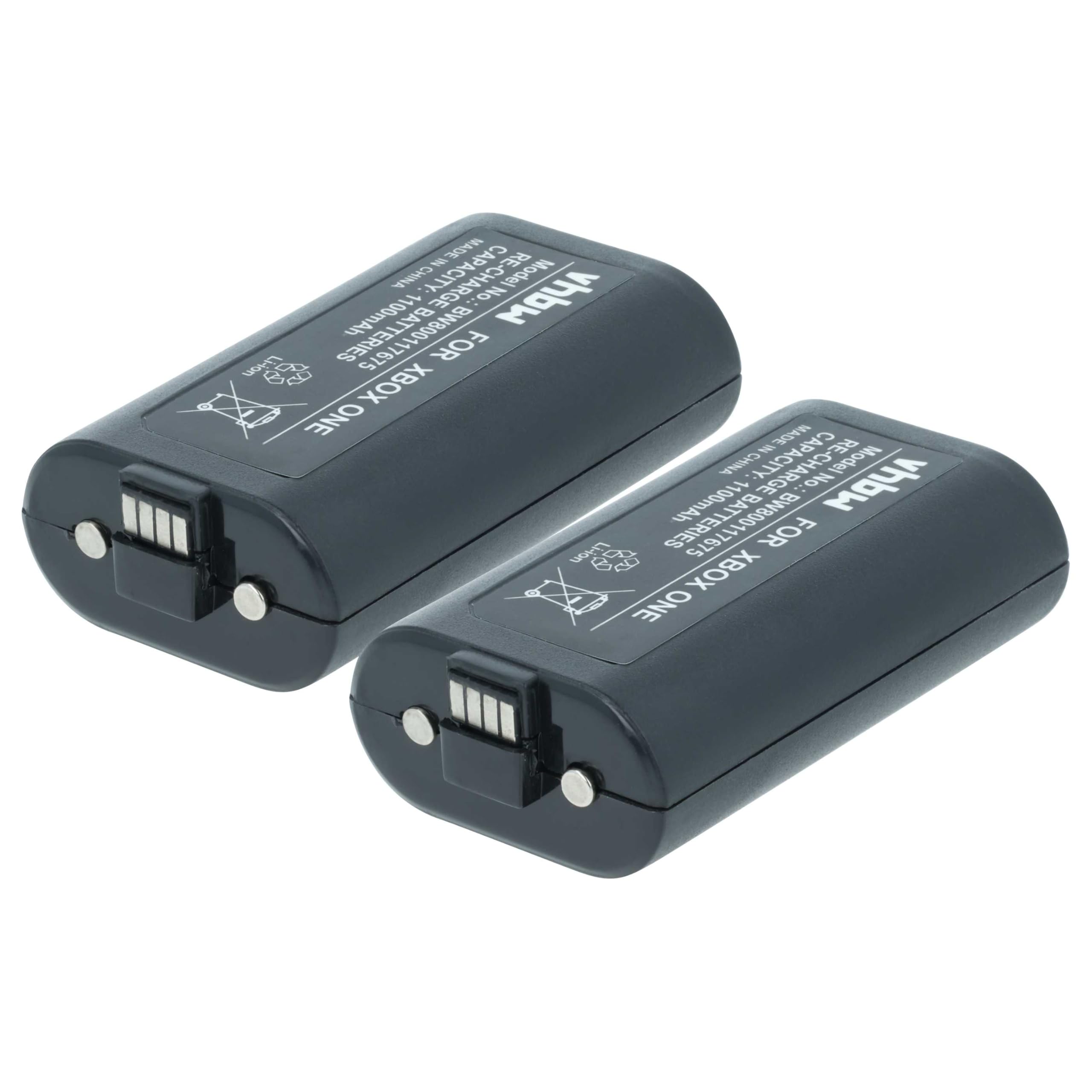 vhbw 2x batteria compatibile con Microsoft Xbox One, Xbox One Elite, Xbox One S, Xbox One Wireless controller (1100mAh, 3V, Li-Ion) nero