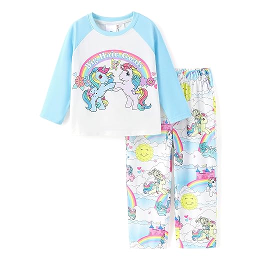Conjunto de pijama My Little Pony com estampa de pônei, manga comprida, fofo, outono, inverno, conjunto aconchegante para crianças de unicórnio de 2 a 6 anos