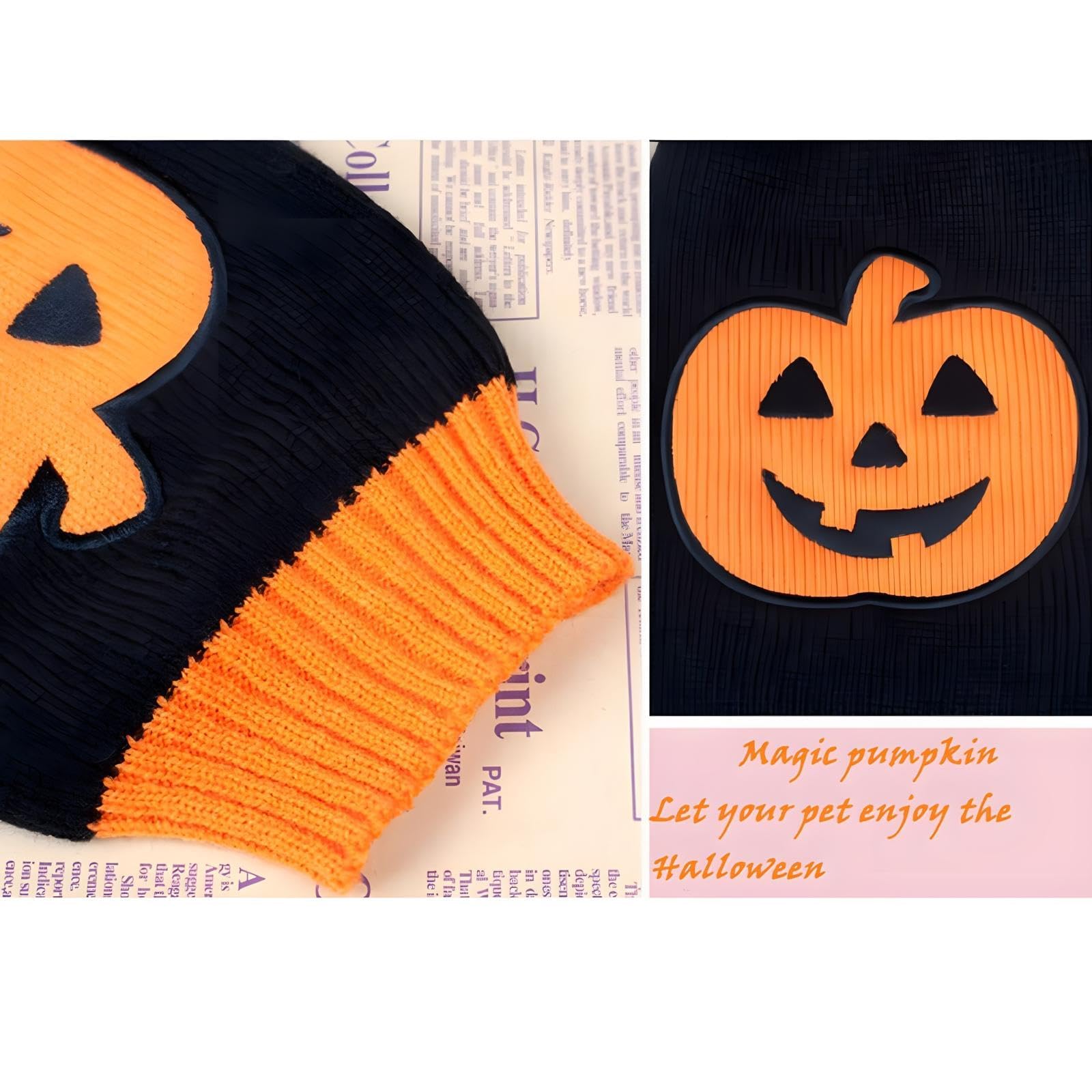 NACOCO Dog Sweater Pumpkin Pet Sweaters Halloween Holiday Party for Cat and Puppy (L), Orange, Large - Image 2