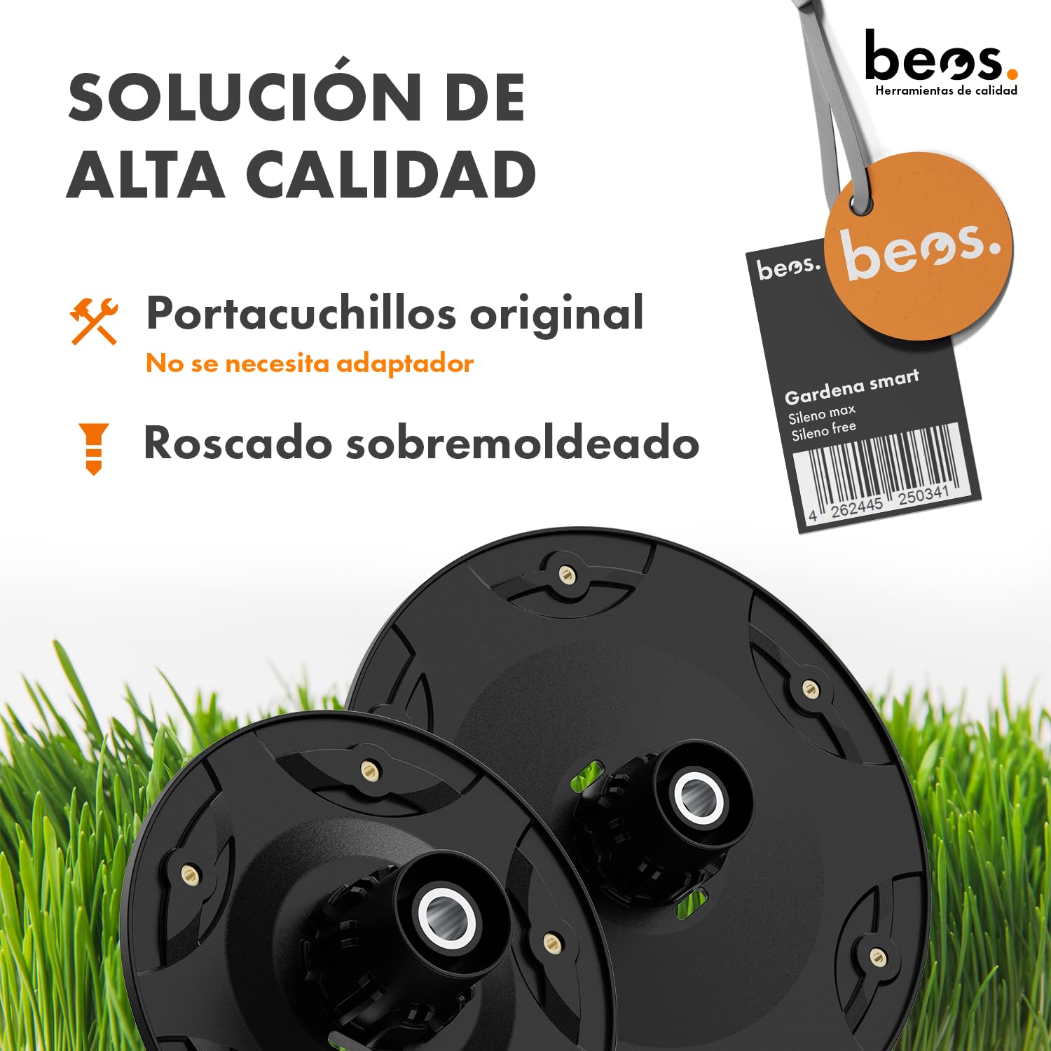 BEOS Discos de Cuchillas para Robot cortacésped Premium - 2 Discos de Cuchillas para 6 y 5 Cuchillas - para Gardena Smart Sileno Free y Gardena Smart Sileno MAX – Reforzado con Fibra de Vidrio