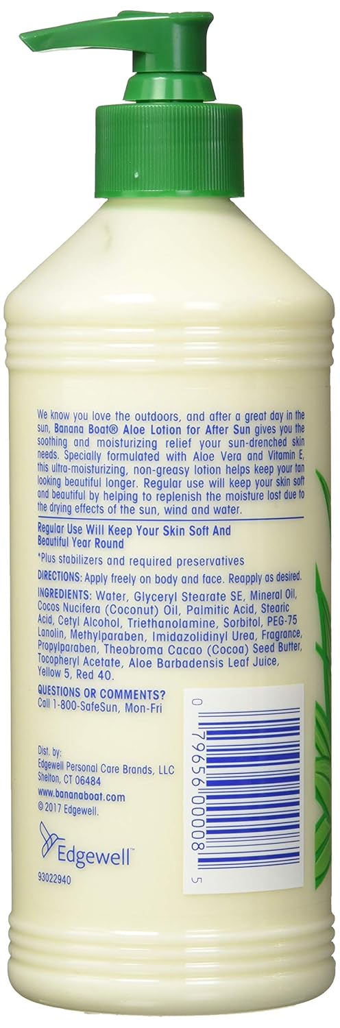 Banana Boat After Sun Lotion Aloe, 16 Fl Oz. (Pack of 2) : Beauty & Personal Care
