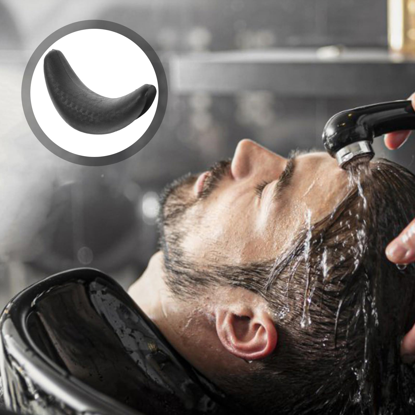 Healifty Shampoo Bowl Cuscino cervicale in Gomma per capelli e cervicale, per parrucchieri, lavabo, vasca da bagno, strumento (nero)