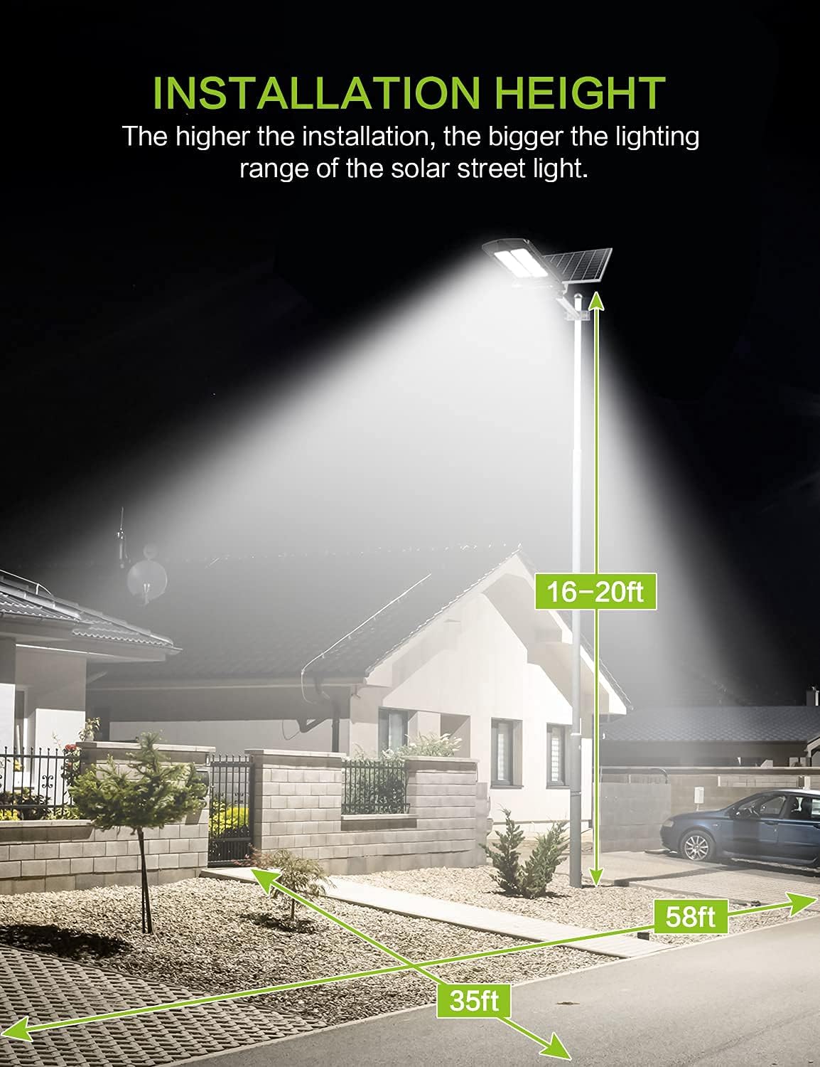 Super Bright Solar Street Light, Motion Sensor, Waterproof, 6500K, 600W