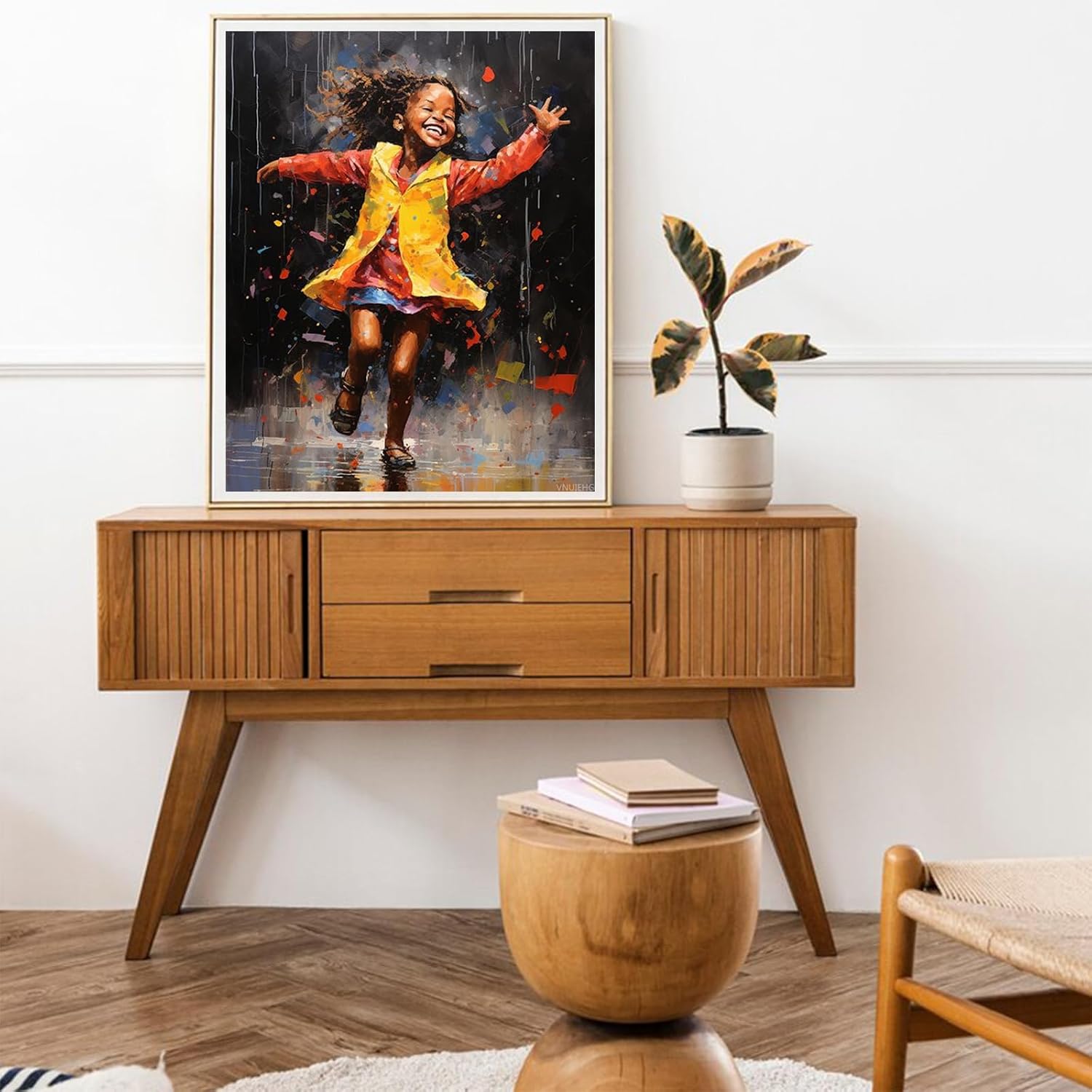 VNUIEHG Adults' Paint by Number Kits, African Lady Dancing in The Rain, Paint by Number Kits on Canvas, DIY Oil Paintings for Beginners Arts and Crafts, 40x50cm No Frame