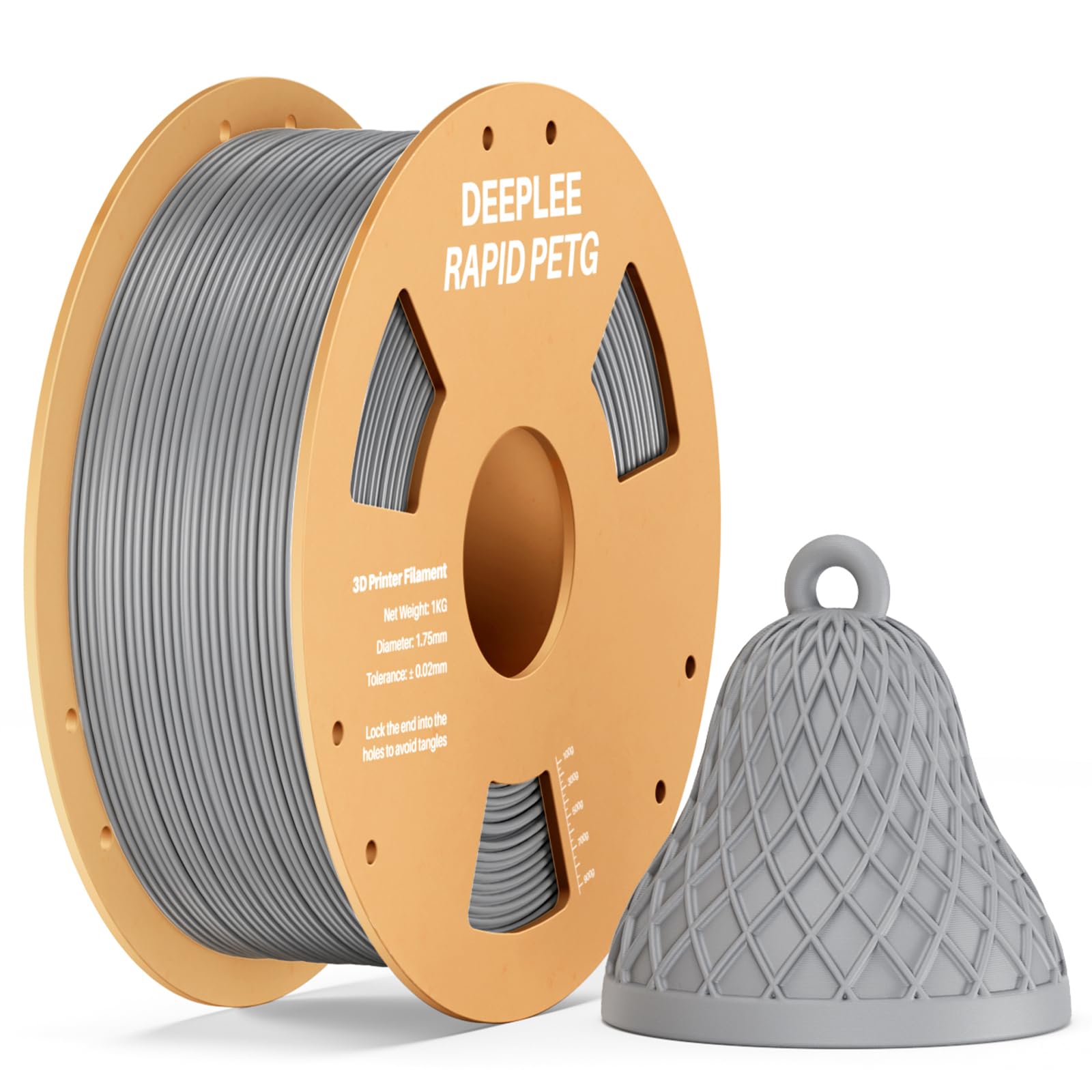 Filamento PETG Rapido DEEPLEE 1.75mm Grigio Spaziale 1KG, Alta Resistenza agli Urti, Stampa Fino a 608 mm/s, Compatibile con la Maggior parte delle Stampanti FDM