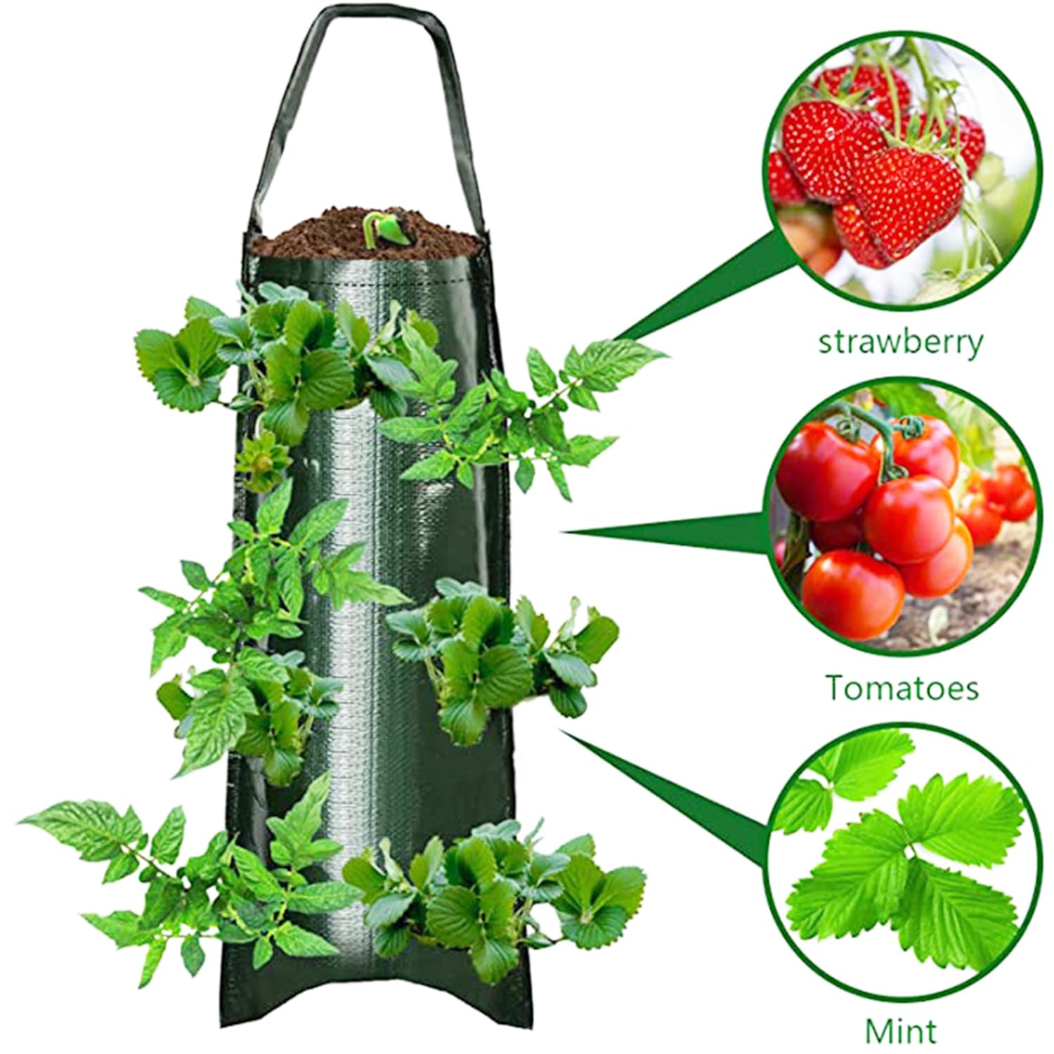 YEZIDE 3Pcs Hanging Grow Bags, Flower Strawberry Planter Bags - Image 3
