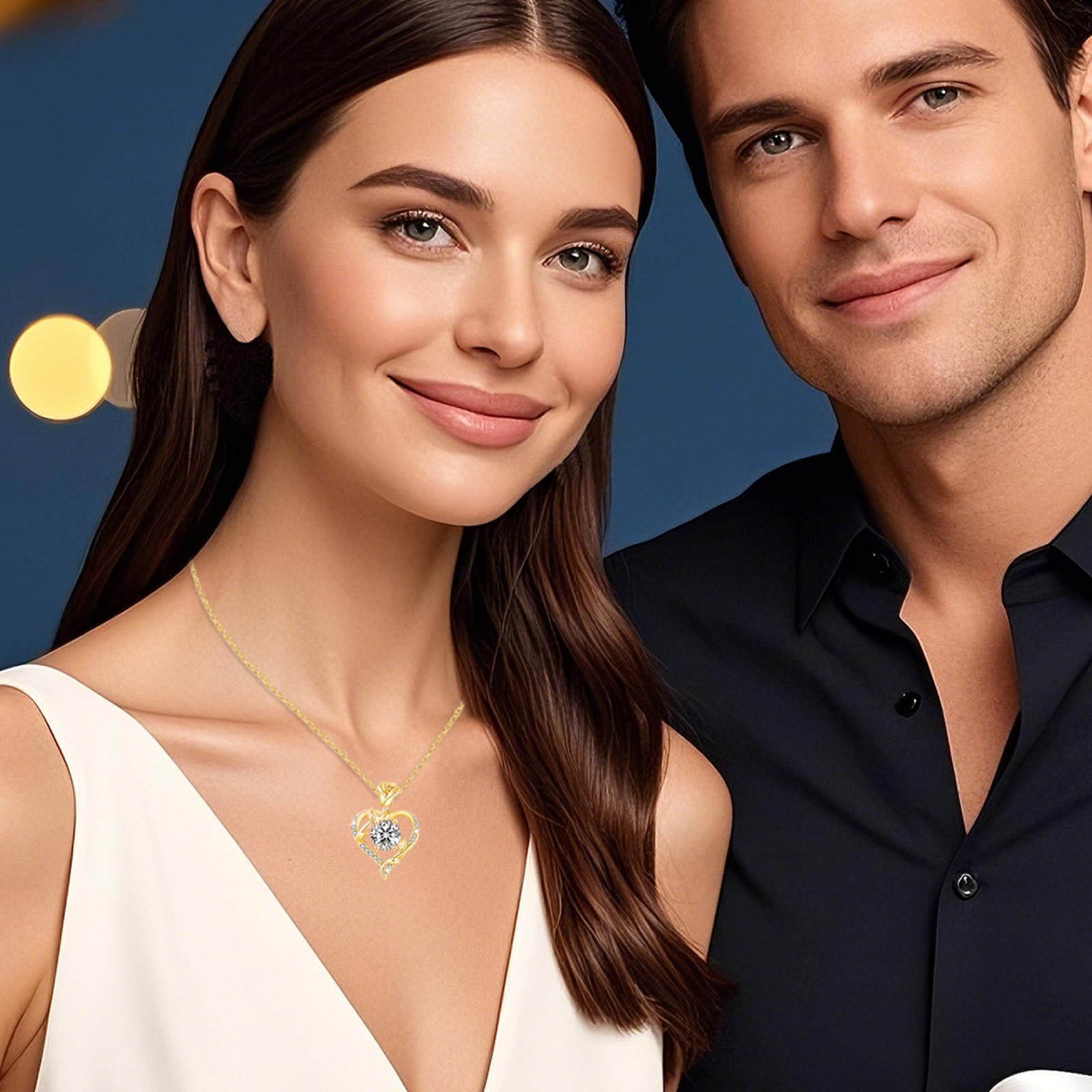 Moissanite Halskette Damen Rosen Herzkette Silber 925 Echt Schmuck Geschenk | Weihnachten Valentinstag Muttertags Hochzeit Jubiläum Geburtstag Geschenk für Frau Freundin Mama