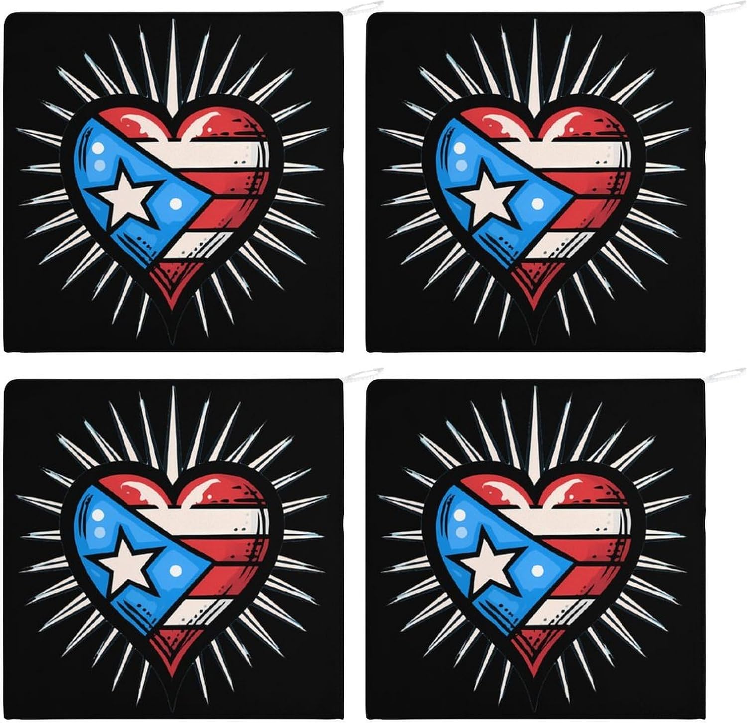 Puerto Flag Heart Hand Towels for Bathroom Handkerchief | Absorbent,with Hanging Loop,Kitchen Towels,for Home Hotel,Soft