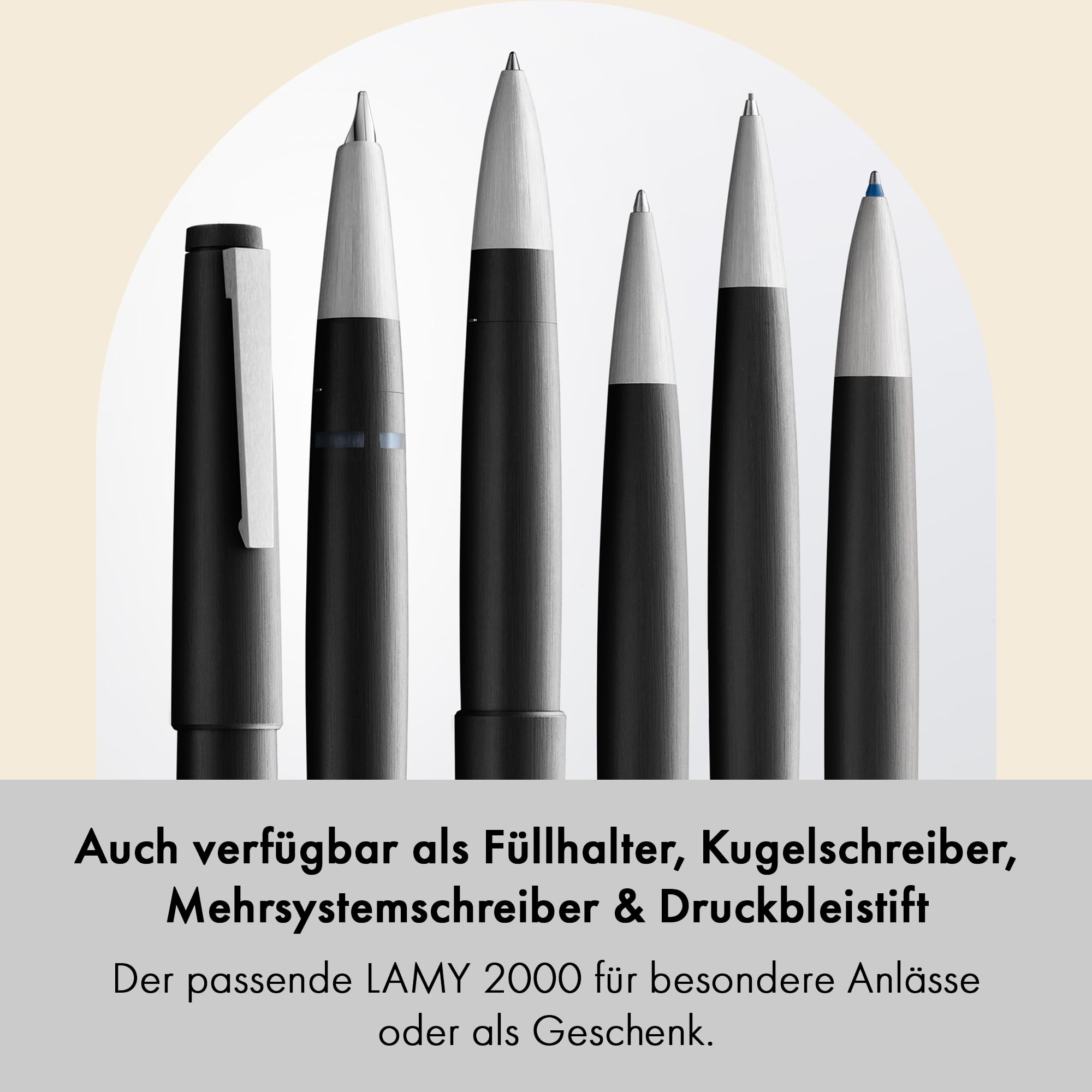 Lamy 2000 black Tintenroller in Strichbreite M | Lamy Tintenroller im robusten Gehäuse aus Polycarbonat – perfekt ausbalanciert – mit Tintenrollermine M 63 in schwarz