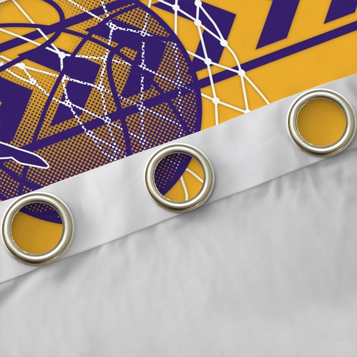 Manfei Basketball Window Curtain Set of 2 Panels,Basketball Athlete Modern Sports Yellow Purple Curtains,American City Silhouette Los Angeles Window Drapes for Kids Boys,52Wx63L Inches