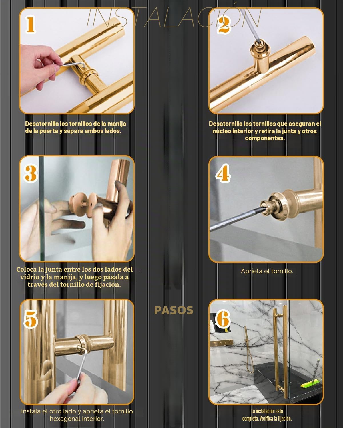 Manijas Redondas Doradas para Puerta de Granero 30/60/90/120/150 cm, Tirador de Empuje y Tiro de Doble Cara, Tirador Largo para Puertas Francesas Puertas Exteriores Puertas de Ducha