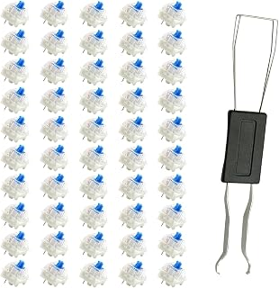 50 PCS Blue Mechanical Keyboard Switches, 3 Pin Keyboard Clicker Replacement with Remover Tool for Mechanical Gaming Keyboards