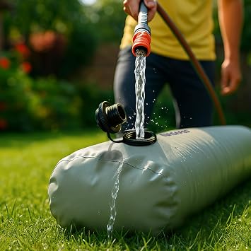 Water Filled Flood Barrier Tube & Aqua Seal Band, 2-in-1 Long Flood Protection Kit, Sandbag Alternative for Heavy Rain and Driveways, Reusable Water Tube Barrier 10ft