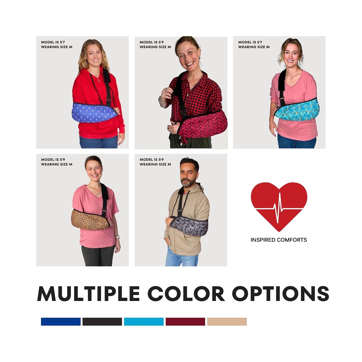Inspired Comforts Arm Sling for Shoulder Injury Paisley Black M