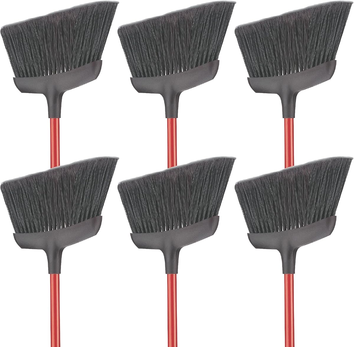Libman Commercial 994 Commercial Angle Broom, Steel Handle, 54" Length, 13" Width, Black/Red (Pack of 6)