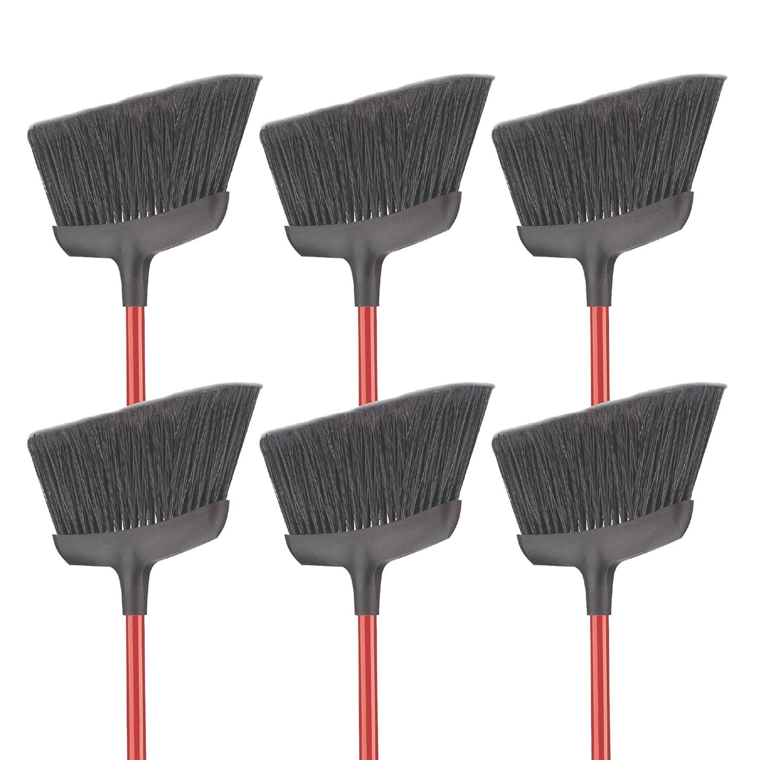 Libman Commercial 994 Commercial Angle Broom, Steel Handle, 54" Length, 13" Width, Black/Red (Pack of 6)