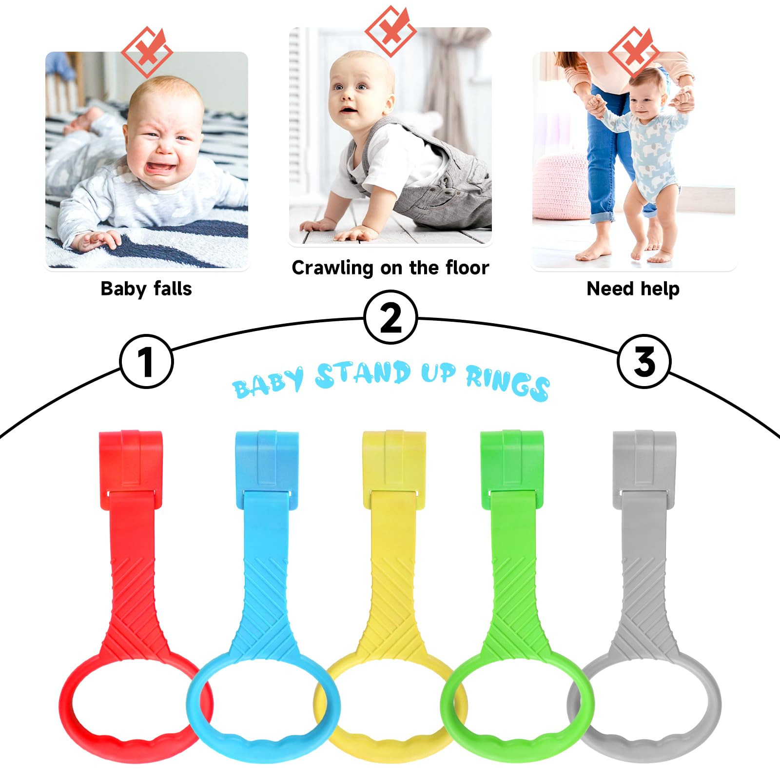 Venditer Baby Playpen Pull Up Rings Bed Stand Up Rings Walking Assistant Walker Baby Crib Hanging Rings - 6PCS - Image 3