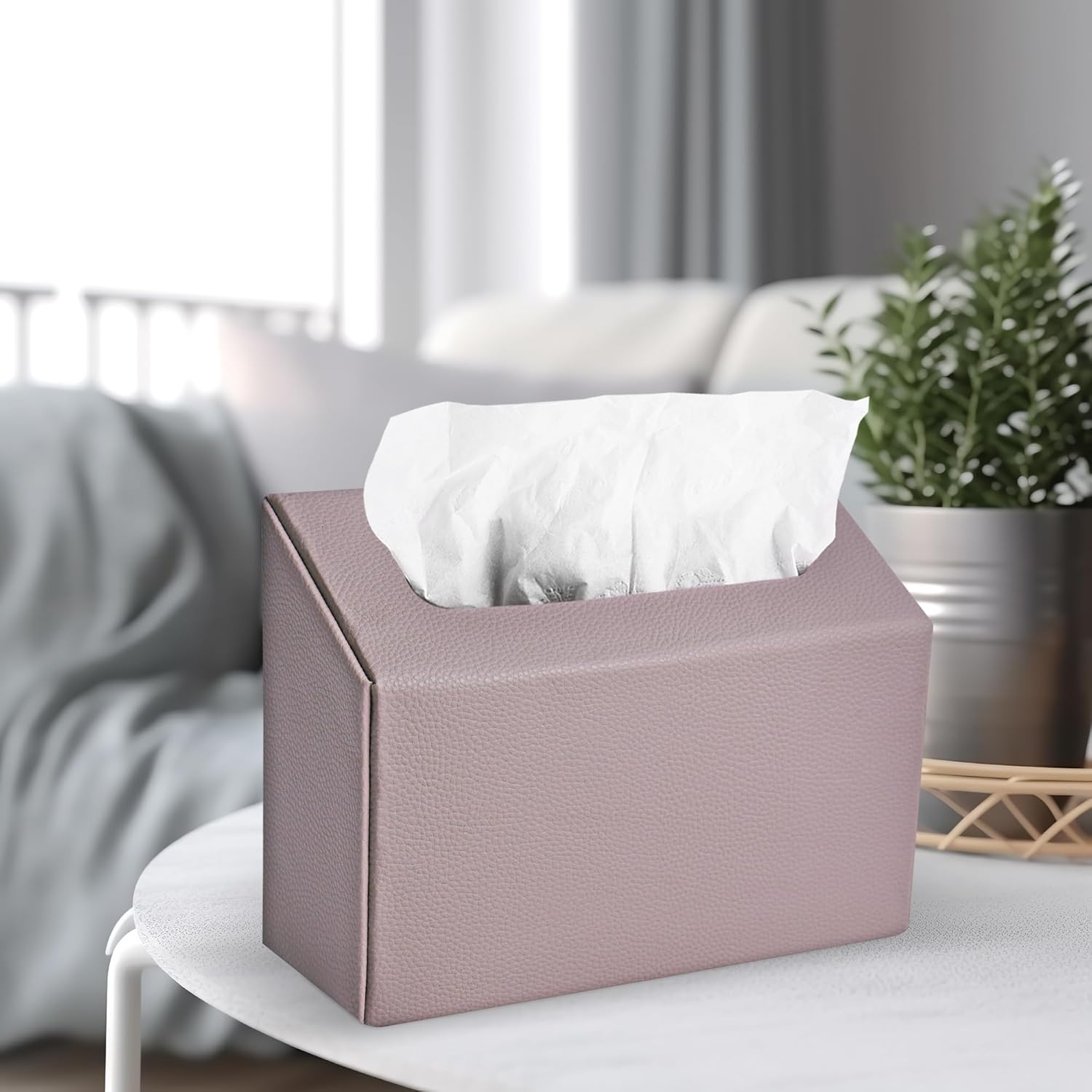 QIELIZI Hand Towels Box Cover,PU Leather Tissue Box Cover Holder Compatible with Kleenex Disposable Paper Hand Towels Suitable for Dining,Kitchen,Bathroom(1-Lychee Light Brown)