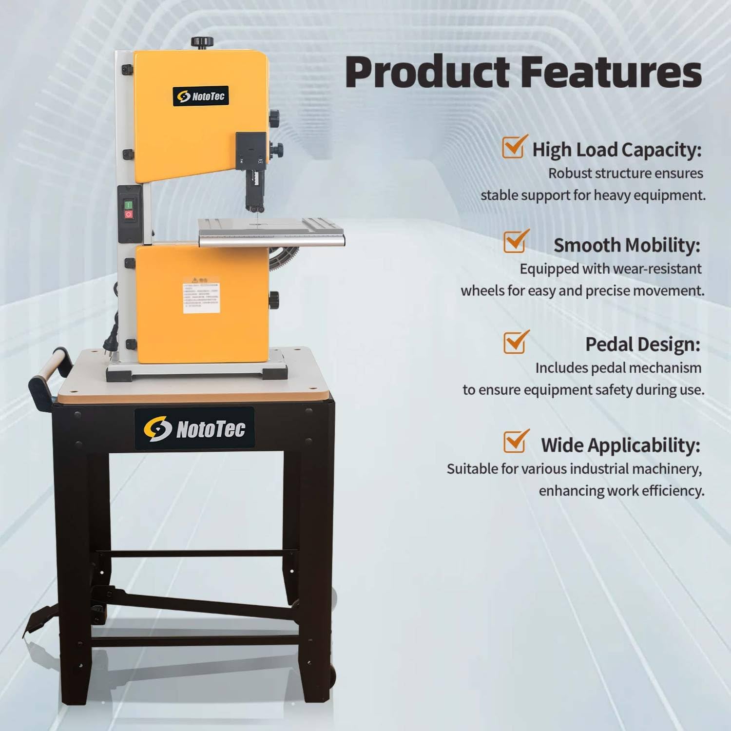 Rolling Planer Stand / Planer Cart with Pedal-Activated Wheels & Locking Base, Heavy-Duty Steel Work Stand, 380 lb Capacity, Mobile Stand for Benchtop Planers, Jointers, Bandsaws & Drill Press | 29206U01