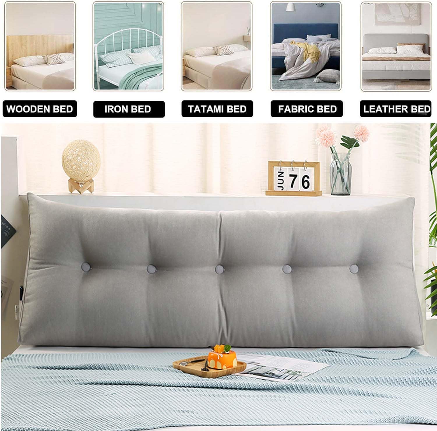 Almohada de lectura triangular para cama, cojín extraíble para cabecero, almohada de apoyo lumbar de cuña, respaldo acogedor para dormitorio, 80 x 20 x 50 cm, perfecta para leer y relajarse
