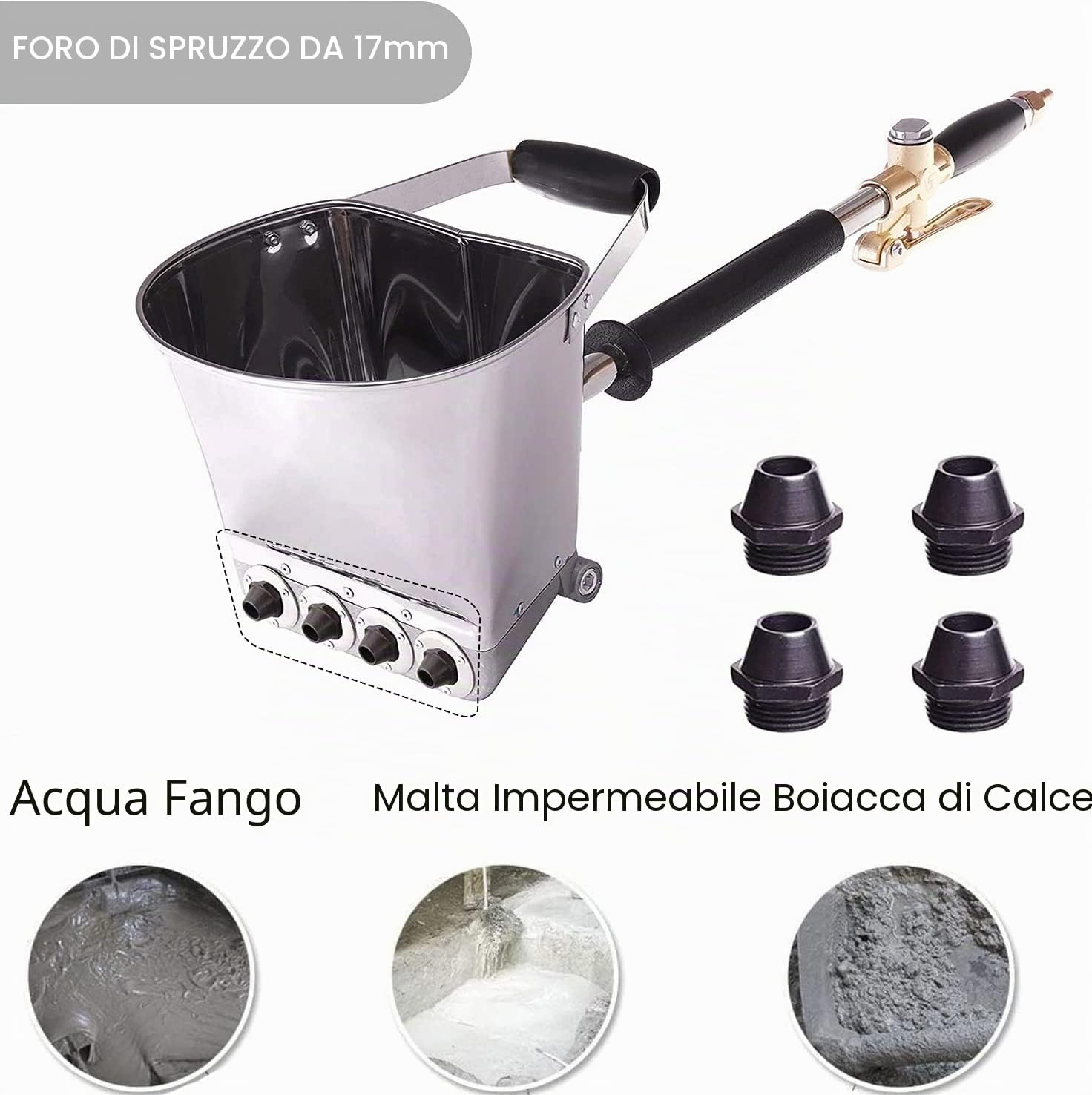 Pistola a Spruzzo Spruzzatore di Mortaio Professionale Sprayer Pistola Intonacatrice Pistola per Cemento con 8 Ugelli in Metallo