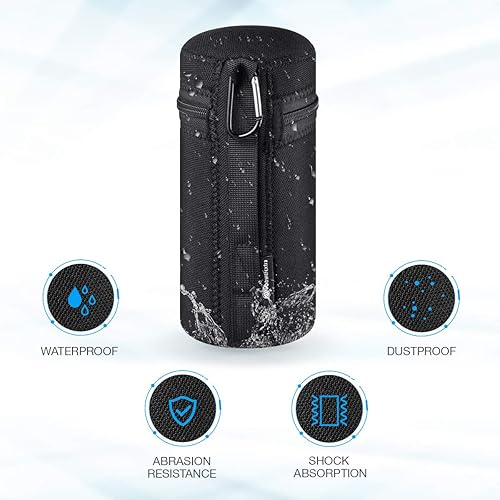 Miniatura 4 de Powerextra 4 fundas con cremallera para lente con neopreno protector grueso para lente de cámara DSLR para CA Nikon Sony Olympus Panasonic incluye