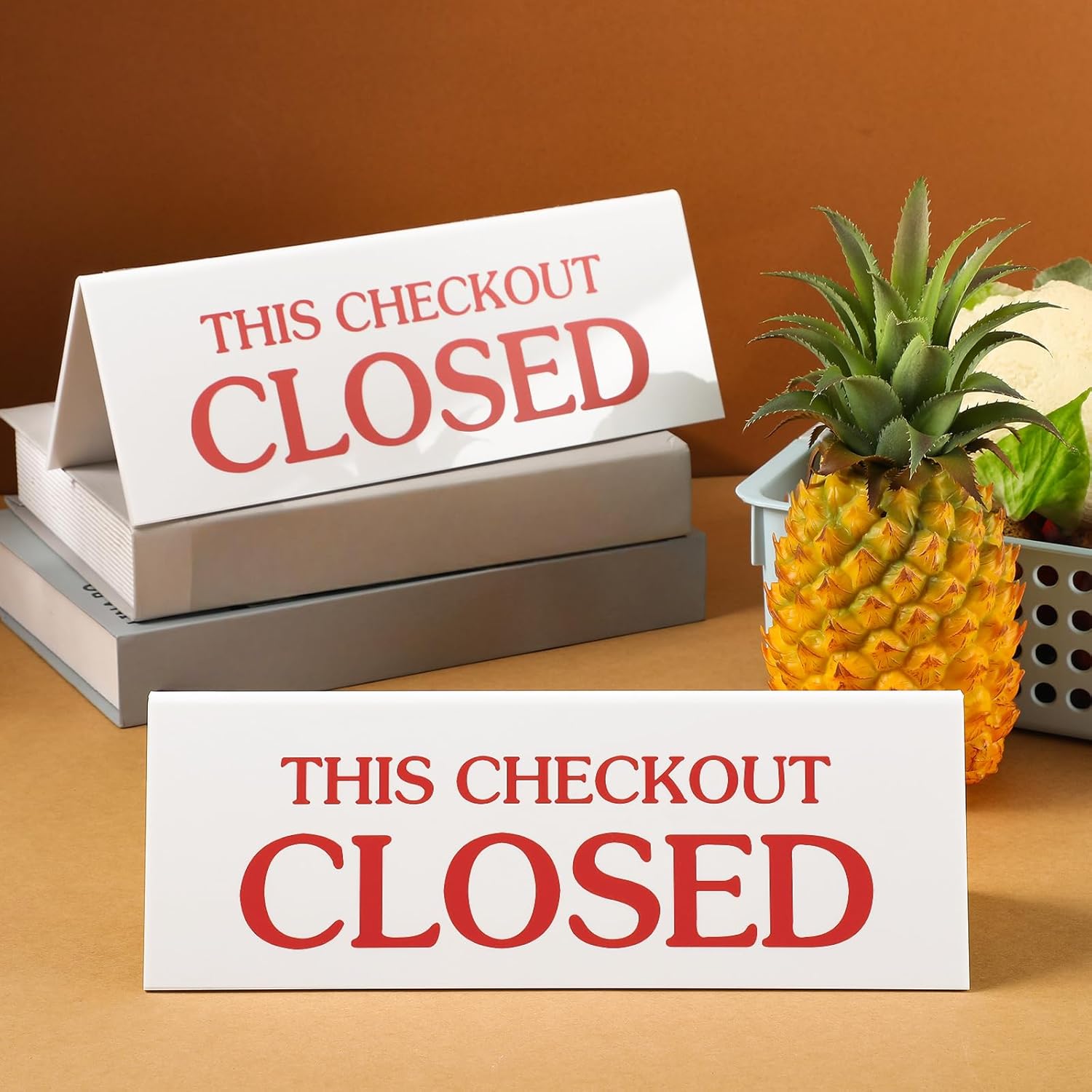 GlikCeil 6 Pcs Checkout Closed Desk Sign 11 x 4 Inch Engraved Acrylic Tabletop Retail Counter Checkout Sign Double Sided for Offices, Shops, Banks, Stores, Dmv, Retail Business, Red White