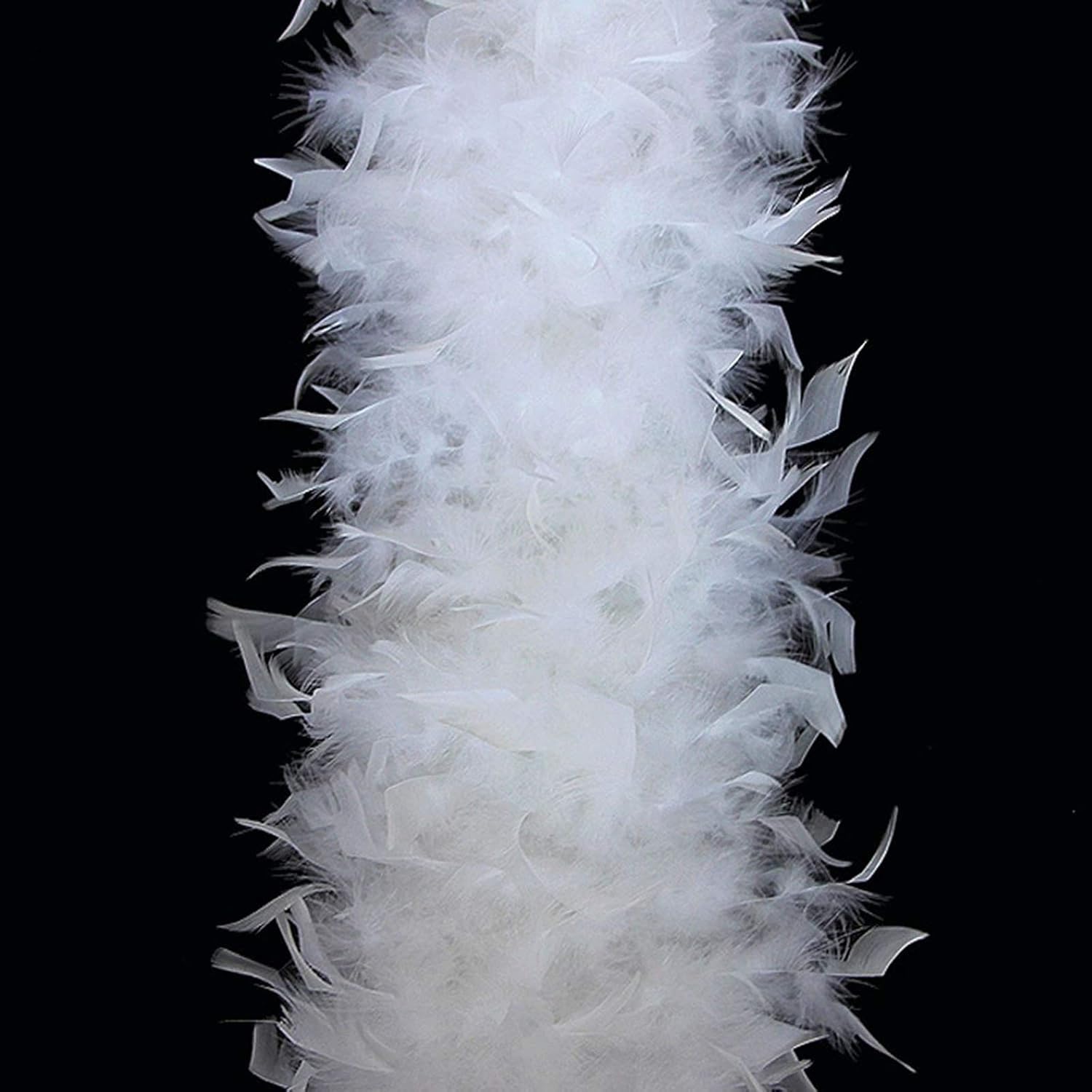 Women Natural Fluffy Neck Warmer Scarf Wrap Environmental Hypoallergenic White Feather Boa 2 Yards Long (72inches)(White)