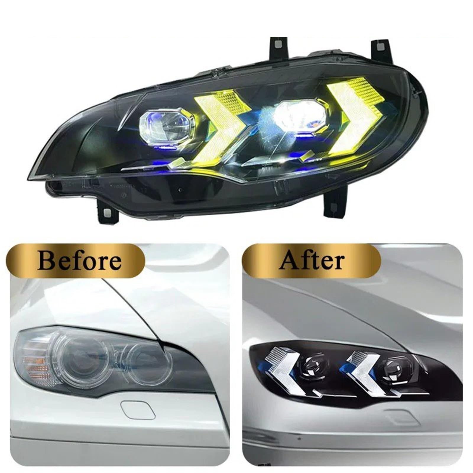 Para BMW Para X6 E71 2007-2014 Conjunto Faros Delanteros Coche Faro LED