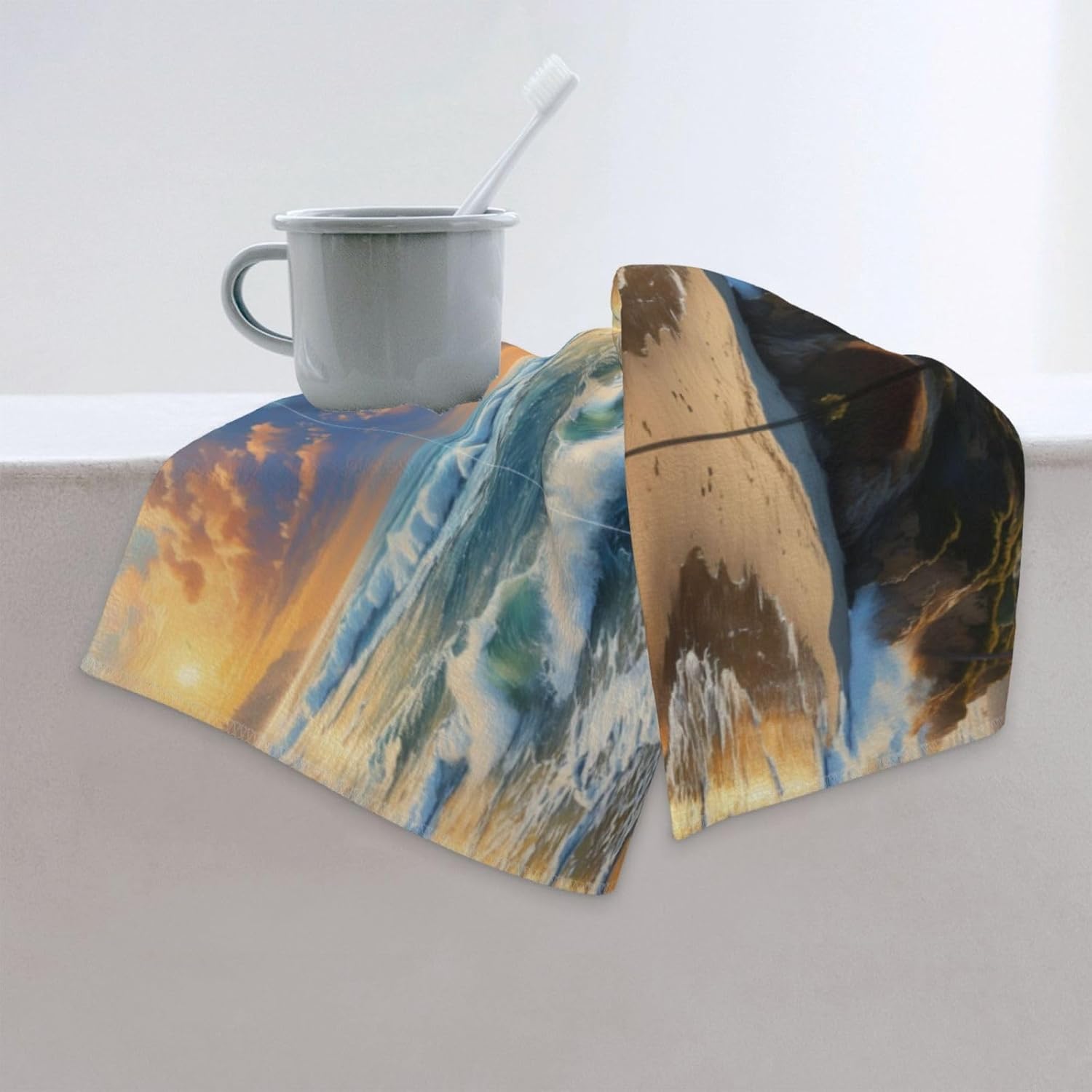 Palm Tree Print Hand Towels for Kitchen, Decorative Bathroom Towels Decor Farmhouse Cute for Men Women Gifts