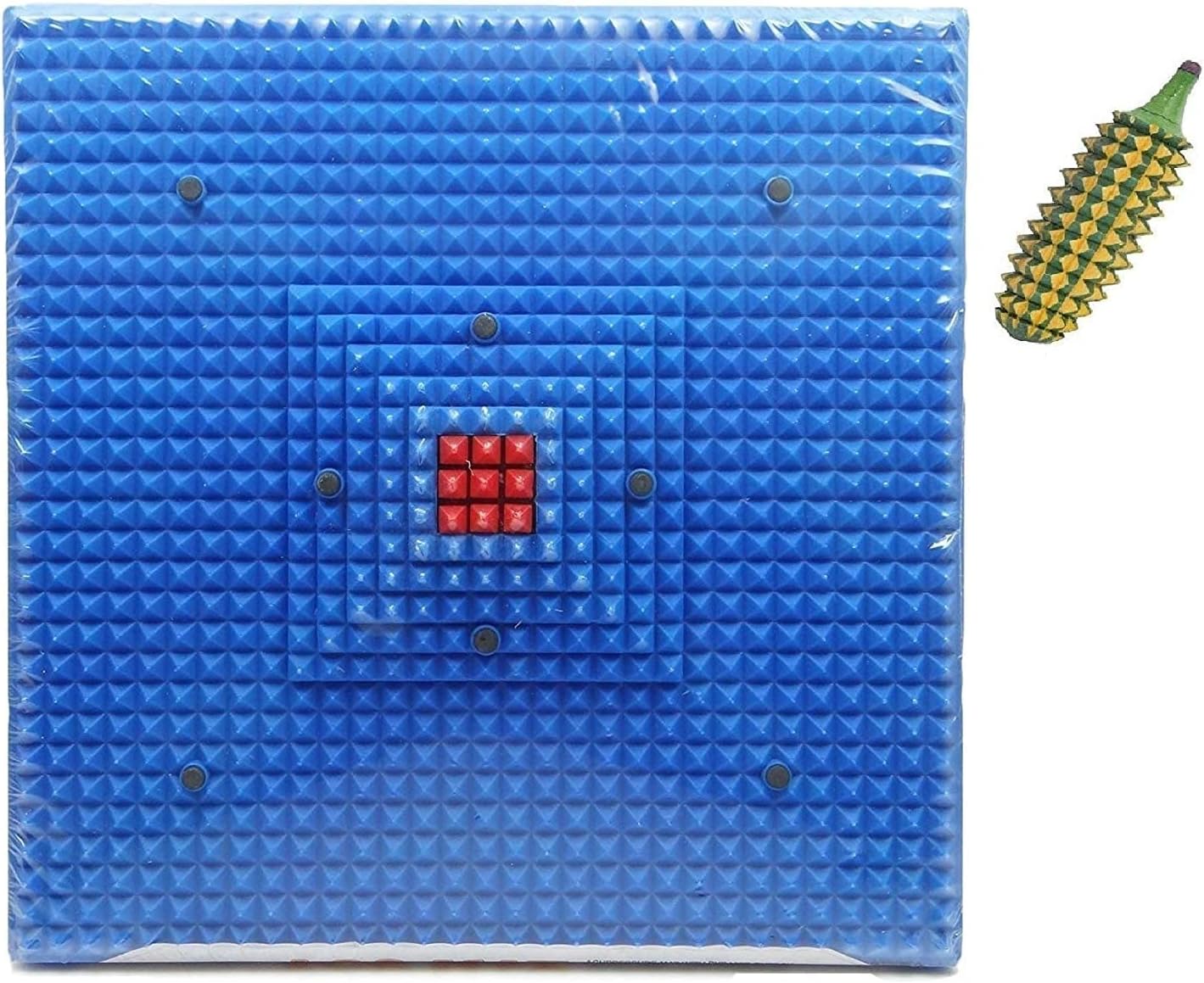 Acupressure Mat Reflexology Magnetic Pyramidal Therapy Energy for Pain Relief with Wooden Hand Massager, Multicolor (Deluxe Mat and Karela)