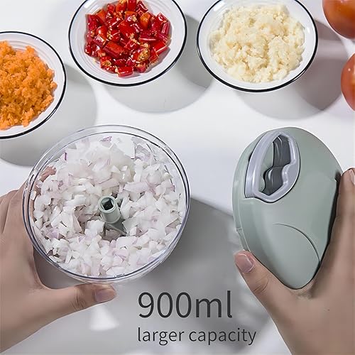 Miniatura 4 de Picadora manual extra grande de alimentos de 30.4 fl oz, picadora de verduras, picadora de ajo, procesador de alimentos manual con 5 cuchillas